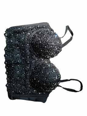Black Sequin Bustier Bra - Women Intimates